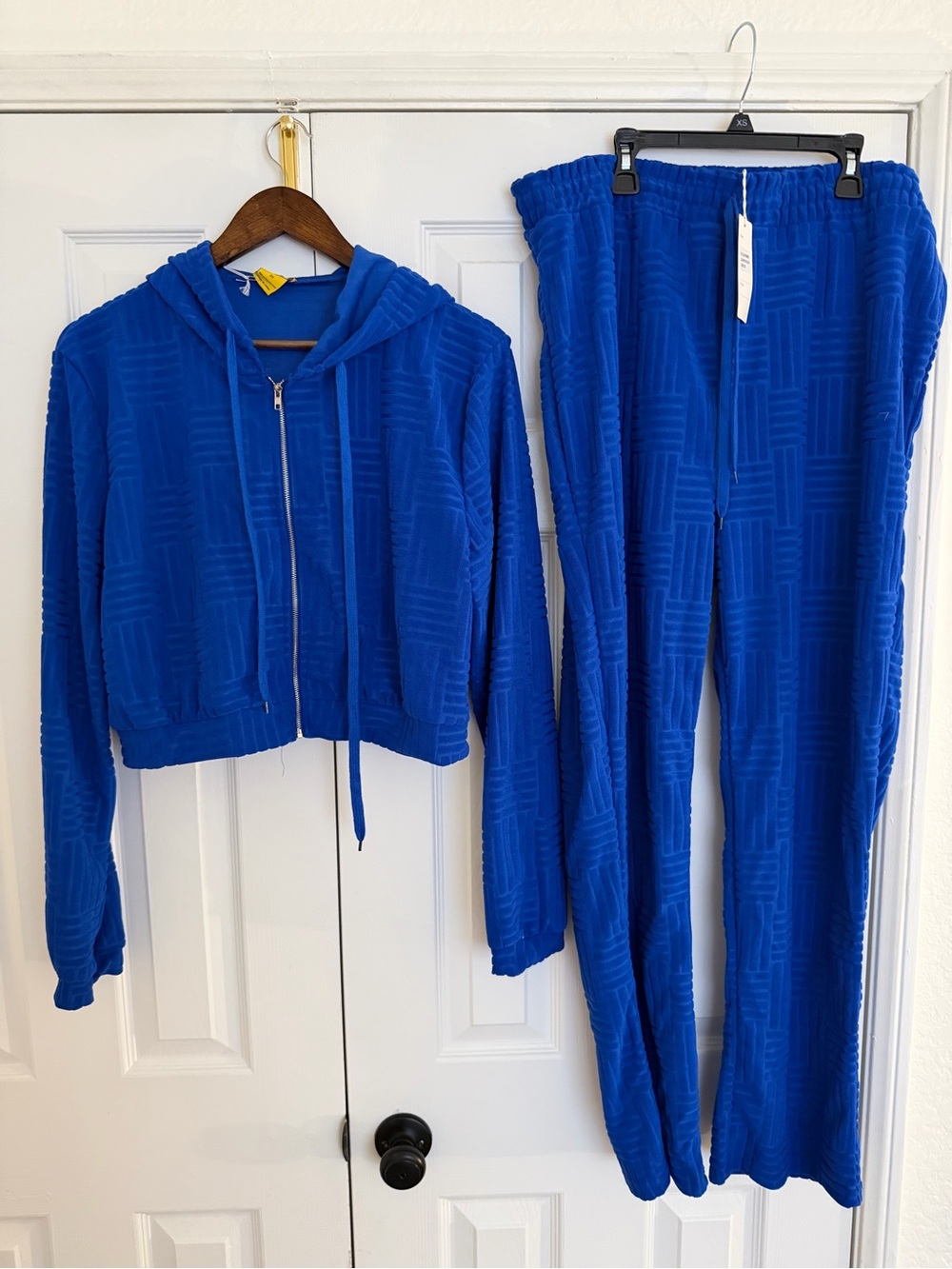 Daisy Royal Blue Velour Hooded Jacket and Joggers Set